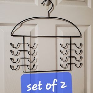 Set of 2 organizing hangers for belts, tank tops, lingerie, scarves, or ties.